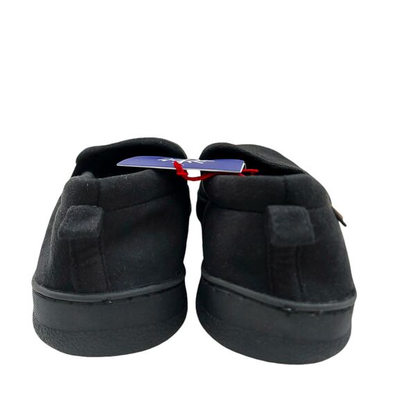 Dearfoams Clog Shoes Slippers Mens 9-10 Black Perforated Microsuede Moc Toe Cozy - Picture 7 of 12